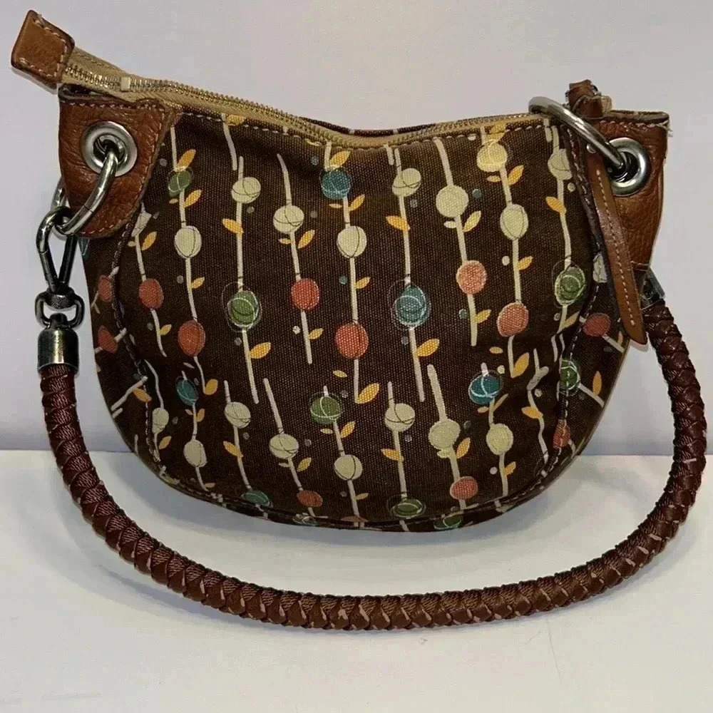 Vintage Fossil original brand‎ the sak purse pocketbook brown leather w/flowers - Picture 5 of 8